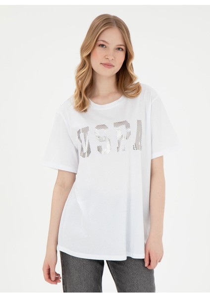 Bisiklet Yaka Beyaz Kadın T-Shirt SEANIY025