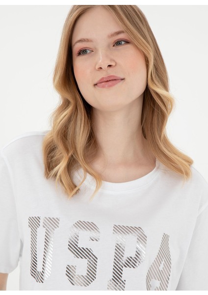 Bisiklet Yaka Beyaz Kadın T-Shirt SEANIY025 fiyatları