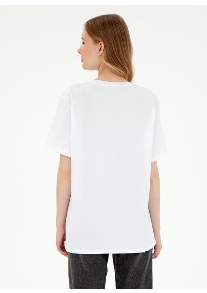 Bisiklet Yaka Beyaz Kadın T-Shirt SEANIY025 indirimleri