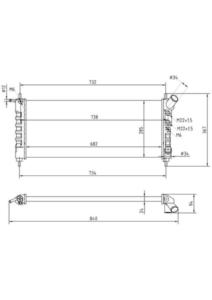 MGA-80169 - Su Radyatoru Mekanik ( Opel : Corsa B Ac 1.2 96-00 ) 680×285×34