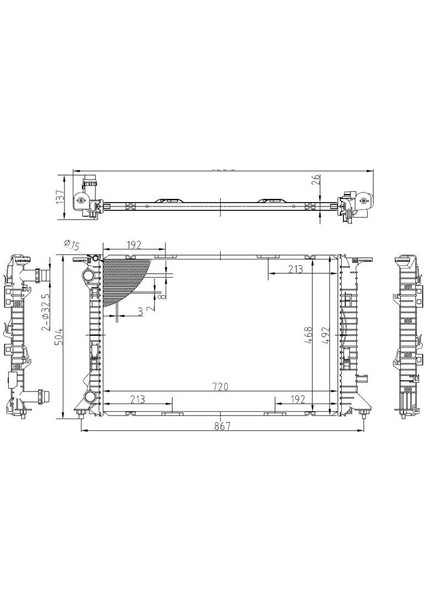 MGA-80502 - Su Radyatoru Brazıng (Audı A4 08-16 A5 08-17 A6 11-18 Q3 12-18 Q5 09-17)
