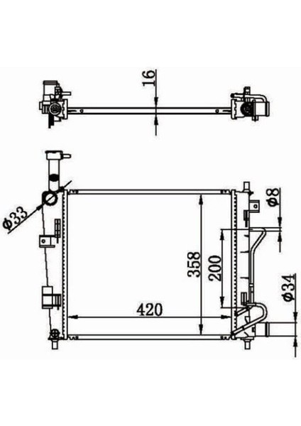 MGA-80625 - Su Radyatoru Brazıng Kıa Pıcanto 1.0-1.2 A/t Benzınlı 2011>