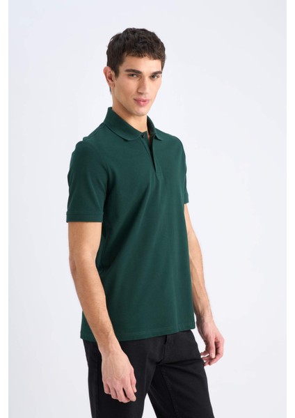 %100 Pamuk Regular Fit Polo Yaka Kısa Kollu Basic Düz Pike Kumaş Tişört C1293AX25SP modelleri