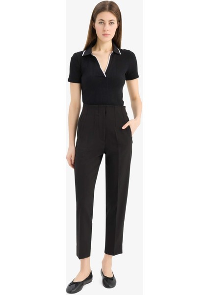Slim Fit Dar Kesim Polo Yaka Fitilli Kaşkorse Kısa Kollu Tişört E5786AX25SP fiyatları