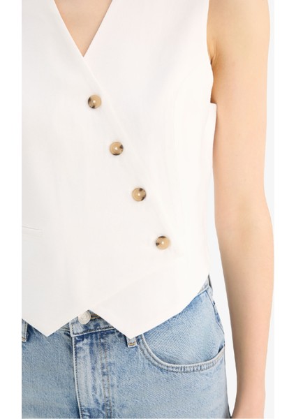 Regular Fit V Yaka Çapraz Düğmeli Tensel Blazer Yelek D4568AX25SP indirimleri