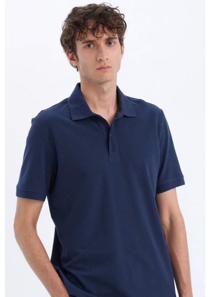%100 Pamuk Regular Fit Polo Yaka Kısa Kollu Basic Düz Pike Kumaş Tişört C1293AX25SP