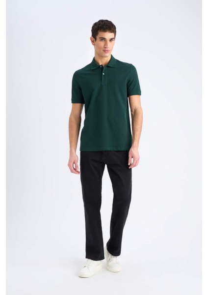 %100 Pamuk Regular Fit Polo Yaka Kısa Kollu Basic Düz Pike Kumaş Tişört C1293AX25SP fiyatları