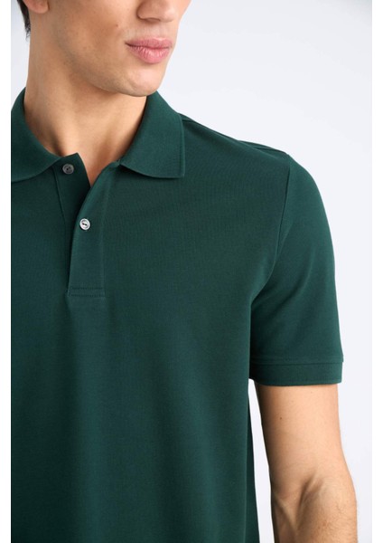 %100 Pamuk Regular Fit Polo Yaka Kısa Kollu Basic Düz Pike Kumaş Tişört C1293AX25SP indirimleri