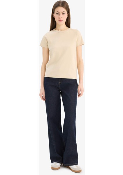 Regular Fit Bisiklet Yaka Basic Düz Kısa Kollu Tişört E5451AX25SP