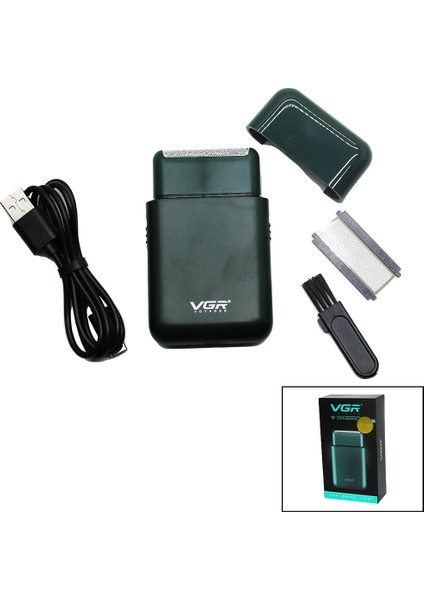 Seyahat Tipi 2ın1 Sıfır Sakal - Çizim Traş Makinesi USB Şarjlı V-390 (4835)