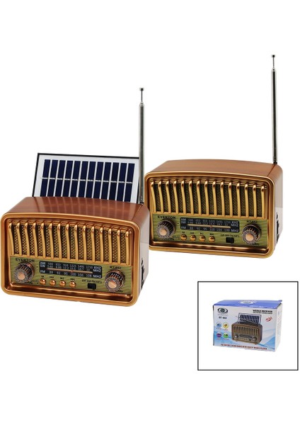Bt Solar Panelli - USB Şarjlı Bluetooth - Wifi Ibreli Fm Radyo Mp3 USB - Tf Player 4V Out - 5V In RT-852 (4738)