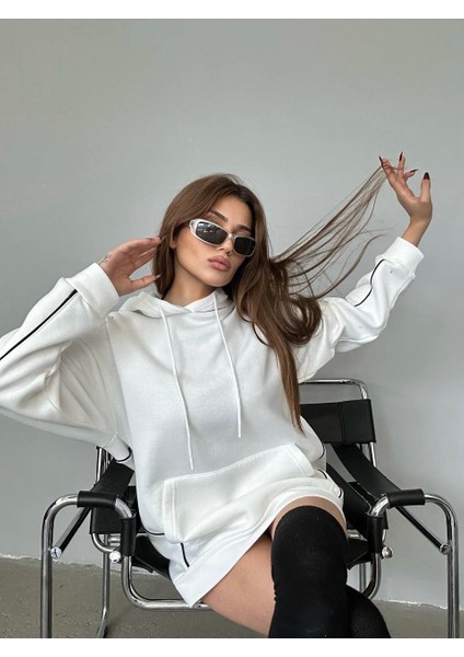 Şeritli Oversize Unisex Sweatshirt