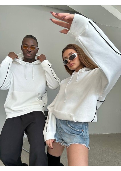 Şeritli Oversize Unisex Sweatshirt