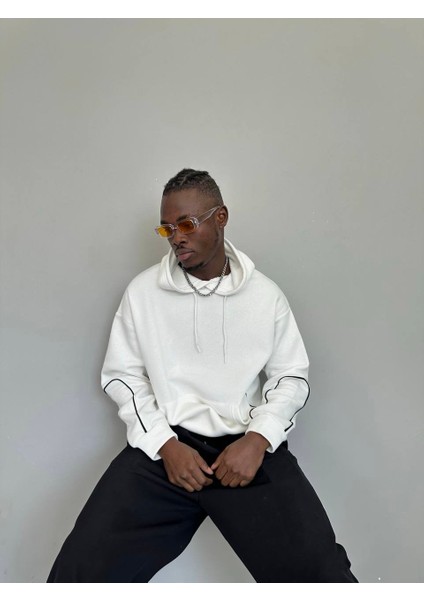 Şeritli Oversize Unisex Sweatshirt