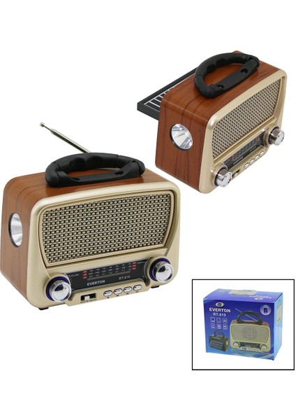 Solar Panelli - Fenerli USB Şarj Bluetooth Ibreli Fm Radyo Mp3 USB - Tf Player 4.5V In- Aux In Jack RT-819 (4886)