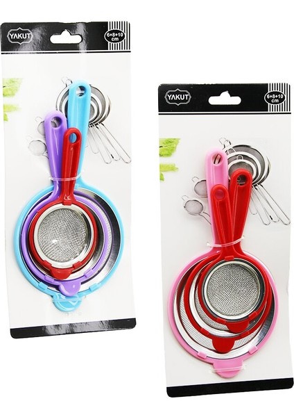 3pcs Set Mini= 6cm-8cm-10cm Tel Süzgeç Renkli Plastik Sap - Çerçeve