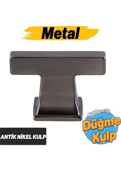 Gediz Antik Nikel Kulp Düğme Tek Vidalı Çekmece Kulbu Metal Kulplar Mutfak Mobilya Dolabı Dolap Kulp