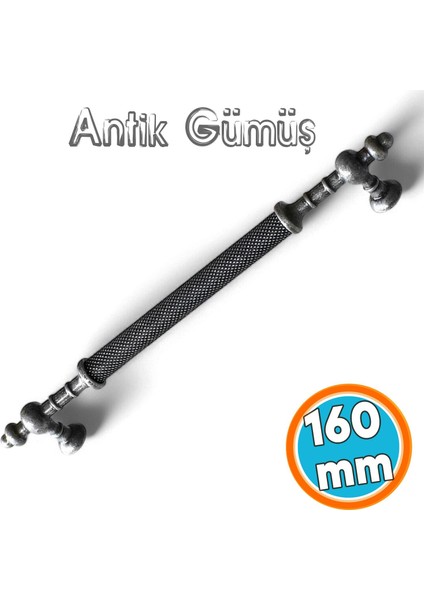 Mobilya Mutfak Çekmece Dolap Dolabı Kulpları Eskitme Antik Gümüş Metal 160 mm