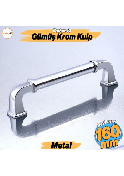 Alfa Metal Gümüş Krom Renk Kulp 160 mm Mobilya Çekmece Mutfak Dolabı Dolap Kapak Kulpları