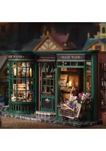 Magic House - Book Nook Sihirli Kütüphane Kiti - 3D Ahşap Puzzle - Dollhouse - Dıy Minyatür Kitaplık Dekorasyonu Maket Seti (F32B) - Sihirli Ev