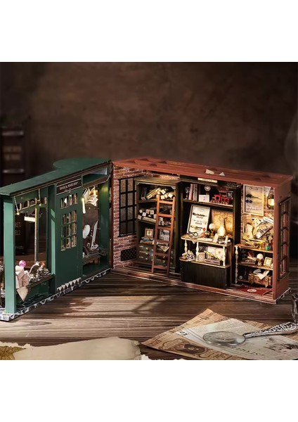 Magic House - Book Nook Sihirli Kütüphane Kiti - 3D Ahşap Puzzle - Dollhouse - Dıy Minyatür Kitaplık Dekorasyonu Maket Seti (F32B) - Sihirli Ev modelleri