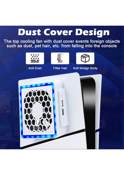 LED Işıklı Soğutma Fanı 2 USB Portlu Oyun Konsolu Soğutma Fanı (Yurt Dışından)