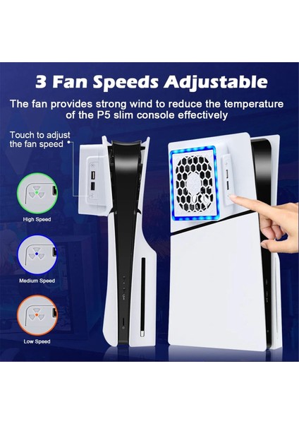 LED Işıklı Soğutma Fanı 2 USB Portlu Oyun Konsolu Soğutma Fanı (Yurt Dışından)
