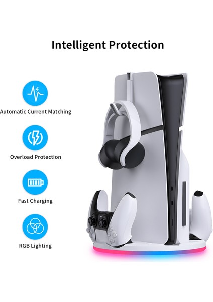 Rbg Işık Saplı Ince Konsol Depolama Istasyonu Şarj Cihazı+Kanca (Yurt Dışından) indirimleri