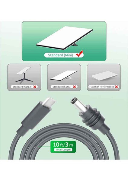 Mini Kablo 10FT Mini USB C - Dc Güç Kablosu Için (Yurt Dışından) modelleri
