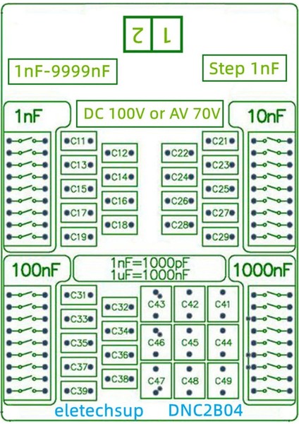 DNC2B04 1nf Ila 9999NF Adım-1nf Programlanabilir Kondansatör Kartı Kasa Yok (Yurt Dışından) modelleri