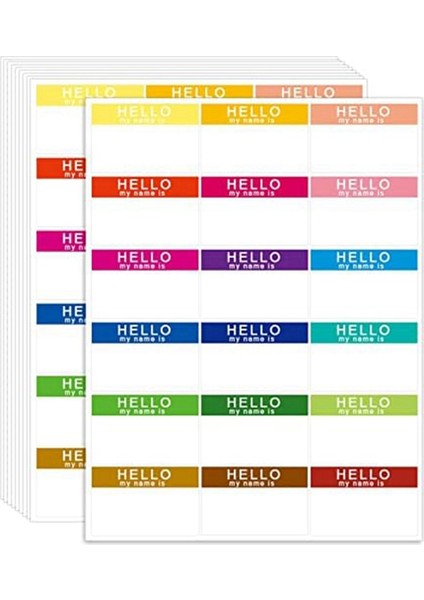 18 Renk Isim Etiketi Çıkartmaları 630 Etiket B (Yurt Dışından)