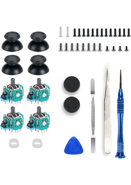 2 Joystick Halkası Için Kapaklı 4pc Analog Joystick (Yurt Dışından)