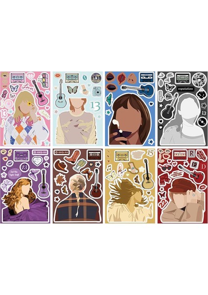 24 Adet Müzik Şarkıcısı Çıkartmaları Bir Yüz Oluşturun - 8 Tasarım (Yurt Dışından) modelleri