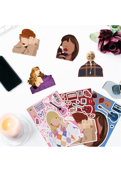 24 Adet Müzik Şarkıcısı Çıkartmaları Bir Yüz Oluşturun - 8 Tasarım (Yurt Dışından) fırsatları