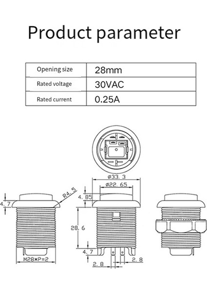 Adet Aydınlatmalı LED Basmalı Düğme 28MM Somun Kırmızı (Yurt Dışından) modelleri