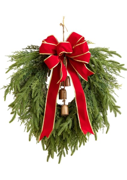 19INCH Yeşil Noel Çelenk Kırmızı ile Çok Çok Yönlü Çan ile Çelenk (Yurt Dışından)