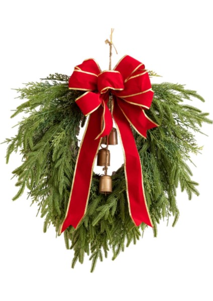 19INCH Yeşil Noel Çelenk Kırmızı ile Çok Çok Yönlü Çan ile Çelenk (Yurt Dışından) fiyatları