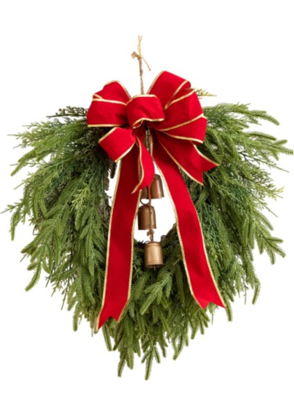 19INCH Yeşil Noel Çelenk Kırmızı ile Çok Çok Yönlü Çan ile Çelenk (Yurt Dışından) modelleri