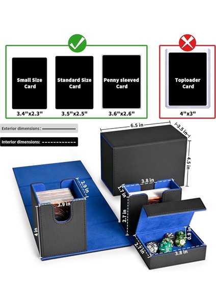 Kart Destesi Kutusu, Flip Zar Tepsili Premium Kart Kutusu, Siyah+Mavi (Yurt Dışından) modelleri