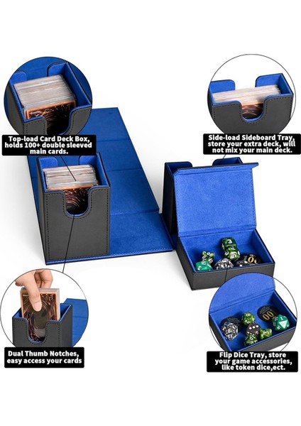 Kart Destesi Kutusu, Flip Zar Tepsili Premium Kart Kutusu, Siyah+Mavi (Yurt Dışından) indirimleri