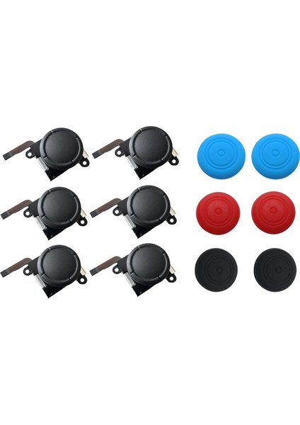 6 Adet Joystick + 3D Analog Başparmak Için Joystick Kapağı (Yurt Dışından)