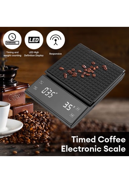 Kahve Ölçeği 3kg/0.1g Hassasiyetli Pour Over Damlama Espresso Ölçeği Arka Aydınlatmalı LCD Ekranlı Mutfak Aksesuarları Zamanlayıcı ile (Yurt Dışından) fiyatları