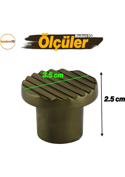 Melen Antik Sarı Kulp Düğme Tek Vidalı Çekmece Mutfak Mobilya Dolabı Dolap Metal Kulp