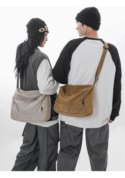 Yeaın Çapraz Askılı Çanta Taşınabilir Yüksek Yoğunluklu Rahat Kanvas Kumaş Mükemmel Işçılik Nötr Stil, Yeşil (Yurt Dışından) modelleri