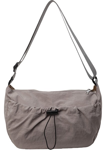 Yeaın Çapraz Askılı Çanta Taşınabilir Yüksek Kaliteli Kanvas Malzeme Basit ve Orta Boy, Gri (Yurt Dışından)