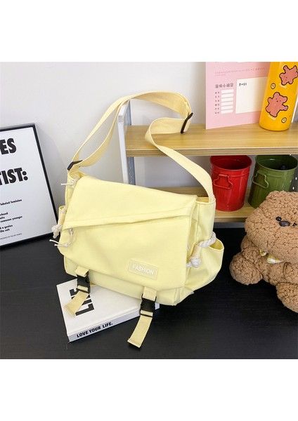 Yeaın Çapraz Askılı Çanta Taşınabilir Yüksek Kaliteli Naylon Düz Renk Crossbody Çanta Düz Renk Tarzı Orta Yumuşak, Sarı (Yurt Dışından)