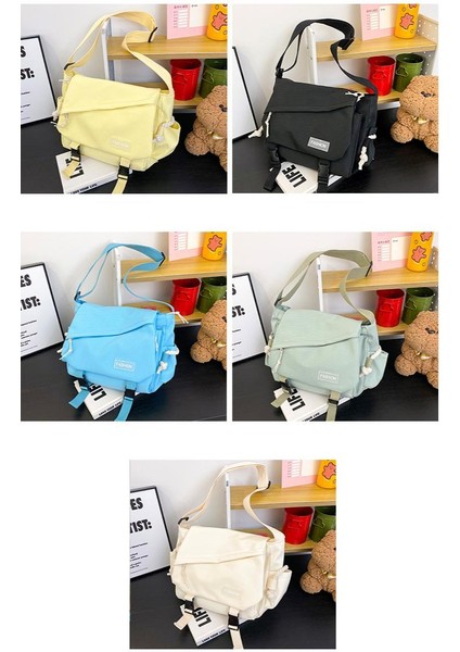 Yeaın Çapraz Askılı Çanta Taşınabilir Yüksek Kaliteli Naylon Düz Renk Crossbody Çanta Düz Renk Tarzı Orta Yumuşak, Sarı (Yurt Dışından) modelleri