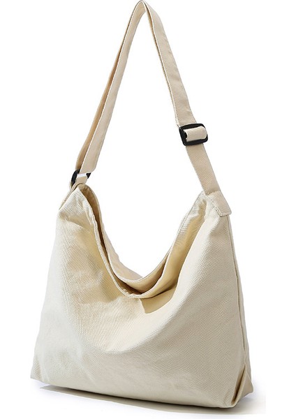 Yeaın Çapraz Askılı Çanta Taşınabilir Yüksek Kaliteli Kanvas Kumaş Düz Renk Taze Stil, Bej (Yurt Dışından)