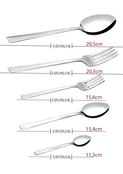 Kayern 6 Kişilik 30 Parça 18/0 Düz Çubuk Model Çatal Kaşık Takımı modelleri