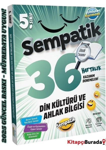 5.sınıf Sempatik Din Kültürü ve Ahlak Bilgisi 36 Haftalık Kazanım Denemeleri